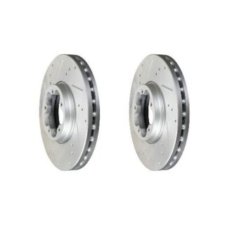 Front Cross Drilled Slotted Coated Performance Brake Rotor Set of 2