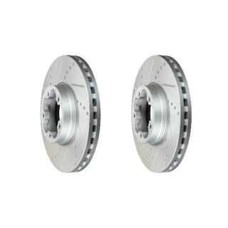 Front Cross Drilled Slotted Coated Performance Brake Rotor Set of 2