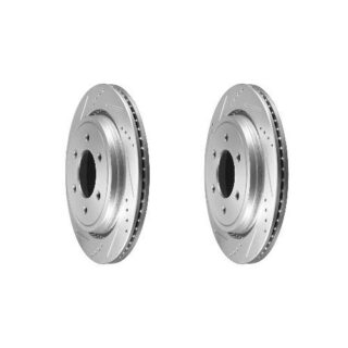 Rear Cross Drilled Slotted Coated Performance Brake Rotor Set of 2
