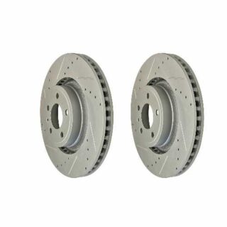 Front Cross Drilled Slotted Coated Performance Brake Rotor Set of 2