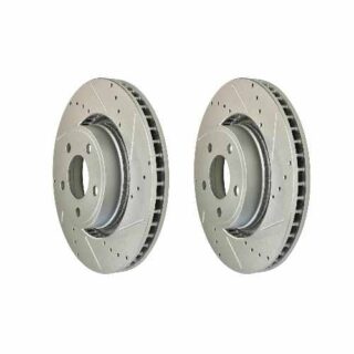 Front Cross Drilled Slotted Coated Performance Brake Rotor Set of 2