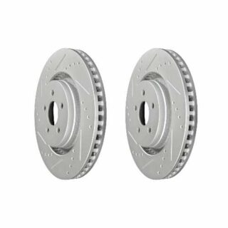 Front Cross Drilled Slotted Coated Performance Brake Rotor Set of 2