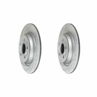 Rear Cross Drilled Slotted Coated Performance Brake Rotor Set of 2