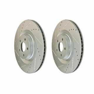 Front Cross Drilled Slotted Coated Performance Brake Rotor Set of 2