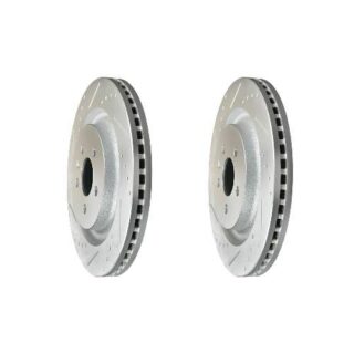Front Cross Drilled Slotted Coated Performance Brake Rotor Set of 2