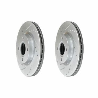 Front Cross Drilled Slotted Coated Performance Brake Rotor Set of 2