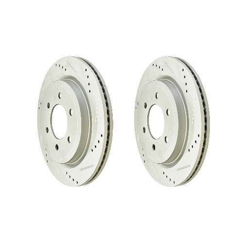 Rear Cross Drilled Slotted Coated Performance Brake Rotor Set of 2