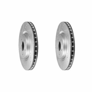 Front Cross Drilled Slotted Coated Performance Brake Rotor Set of 2