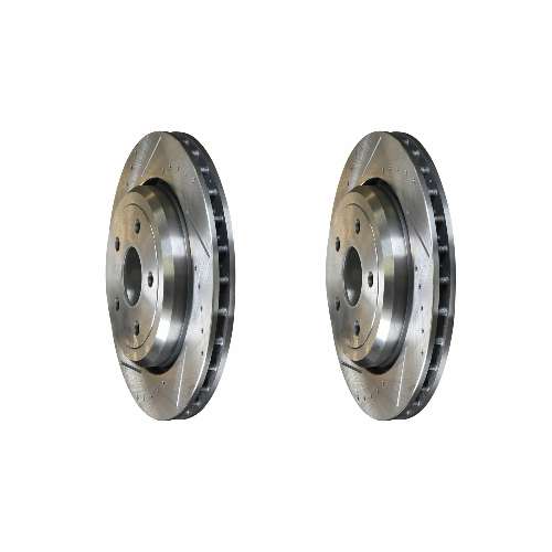 Rear Cross Drilled Slotted Coated Performance Brake Rotor Set of 2