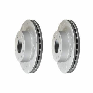 Front Cross Drilled Slotted Coated Performance Brake Rotor Set of 2