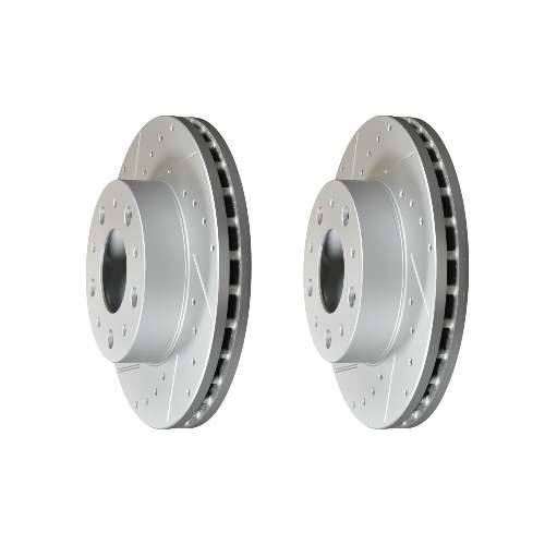 Front Cross Drilled Slotted Coated Performance Brake Rotor Set of 2