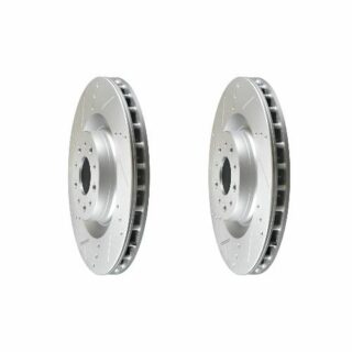 Front Cross Drilled Slotted Coated Performance Brake Rotor Set of 2