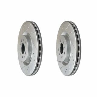 Front Cross Drilled Slotted Coated Performance Brake Rotor Set of 2