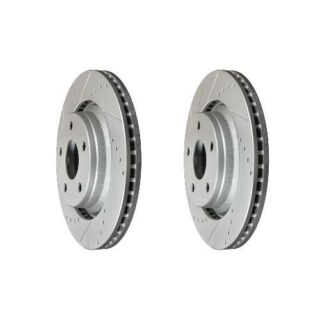 Front Cross Drilled Slotted Coated Performance Brake Rotor Set of 2