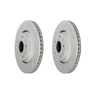 Front Cross Drilled Slotted Coated Performance Brake Rotor Set of 2