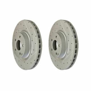 Front Cross Drilled Slotted Coated Performance Brake Rotor Set of 2
