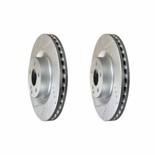 Front Cross Drilled Slotted Coated Performance Brake Rotor Set of 2