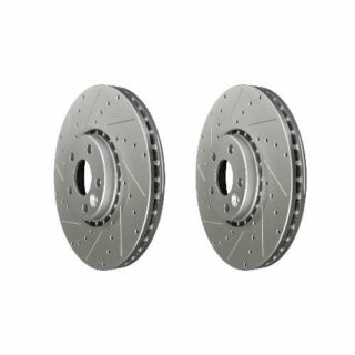 Front Cross Drilled Slotted Coated Performance Brake Rotor Set of 2