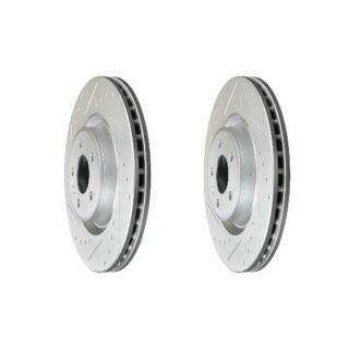 Front Cross Drilled Slotted Coated Performance Brake Rotor Set of 2