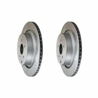 Rear Cross Drilled Slotted Coated Performance Brake Rotor Set of 2