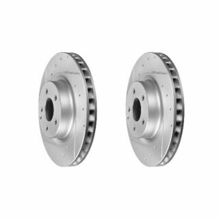 Front Cross Drilled Slotted Coated Performance Brake Rotor Set of 2