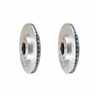 Front Cross Drilled Slotted Coated Performance Brake Rotor Set of 2