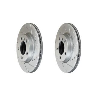Front Cross Drilled Slotted Coated Performance Brake Rotor Set of 2