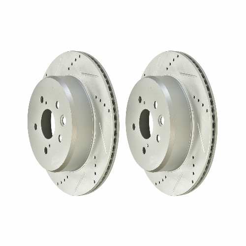 Rear Cross Drilled Slotted Coated Performance Brake Rotor Set of 2