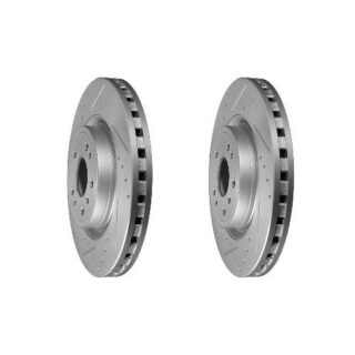 Front Cross Drilled Slotted Coated Performance Brake Rotor Set of 2