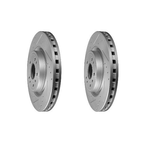 Front Cross Drilled Slotted Coated Performance Brake Rotor Set of 2