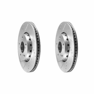 Front Cross Drilled Slotted Coated Performance Brake Rotor Set of 2