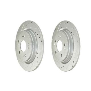 Rear Cross Drilled Slotted Coated Performance Brake Rotor Set of 2