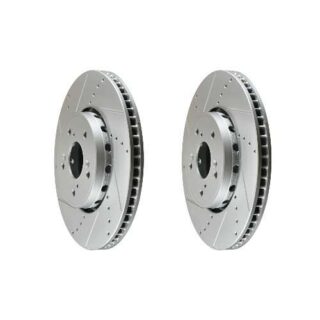 Front Cross Drilled Slotted Coated Performance Brake Rotor Set of 2