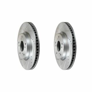 Front Cross Drilled Slotted Coated Performance Brake Rotor Set of 2