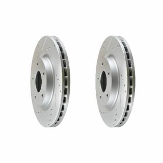 Front Cross Drilled Slotted Coated Performance Brake Rotor Set of 2