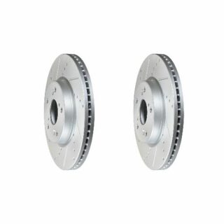 Front Cross Drilled Slotted Coated Performance Brake Rotor Set of 2
