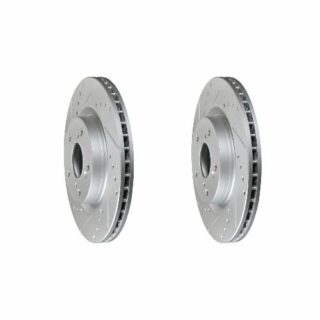 Front Cross Drilled Slotted Coated Performance Brake Rotor Set of 2