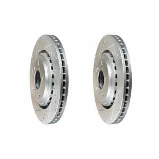 Front Cross Drilled Slotted Coated Performance Brake Rotor Set of 2