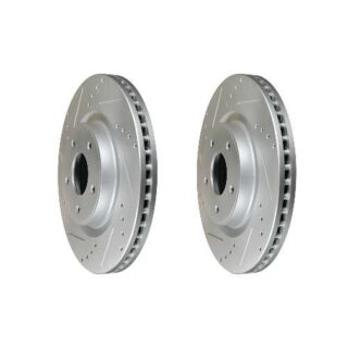 Front Cross Drilled Slotted Coated Performance Brake Rotor Set of 2