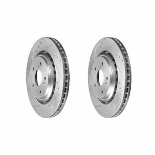Front Cross Drilled Slotted Coated Performance Brake Rotor Set of 2