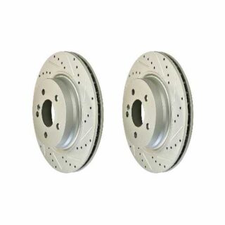 Rear Cross Drilled Slotted Coated Performance Brake Rotor Set of 2