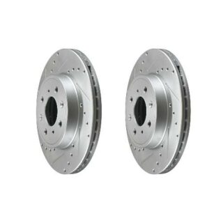 Front Cross Drilled Slotted Coated Performance Brake Rotor Set of 2