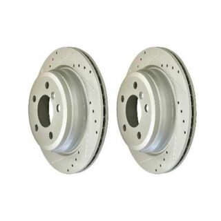 Rear Cross Drilled Slotted Coated Performance Brake Rotor Set of 2
