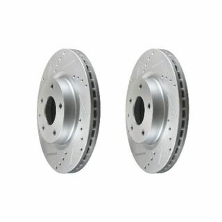 Front Cross Drilled Slotted Coated Performance Brake Rotor Set of 2