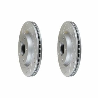 Front Cross Drilled Slotted Coated Performance Brake Rotor Set of 2