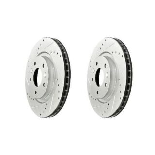 Front Cross Drilled Slotted Coated Performance Brake Rotor Set of 2