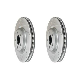 Front Cross Drilled Slotted Coated Performance Brake Rotor Set of 2