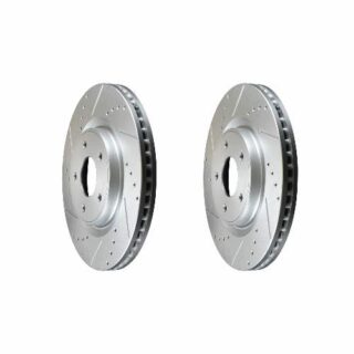 Front Cross Drilled Slotted Coated Performance Brake Rotor Set of 2
