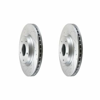 Front Cross Drilled Slotted Coated Performance Brake Rotor Set of 2