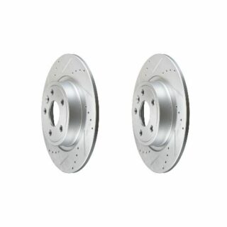 Rear Cross Drilled Slotted Coated Performance Brake Rotor Set of 2